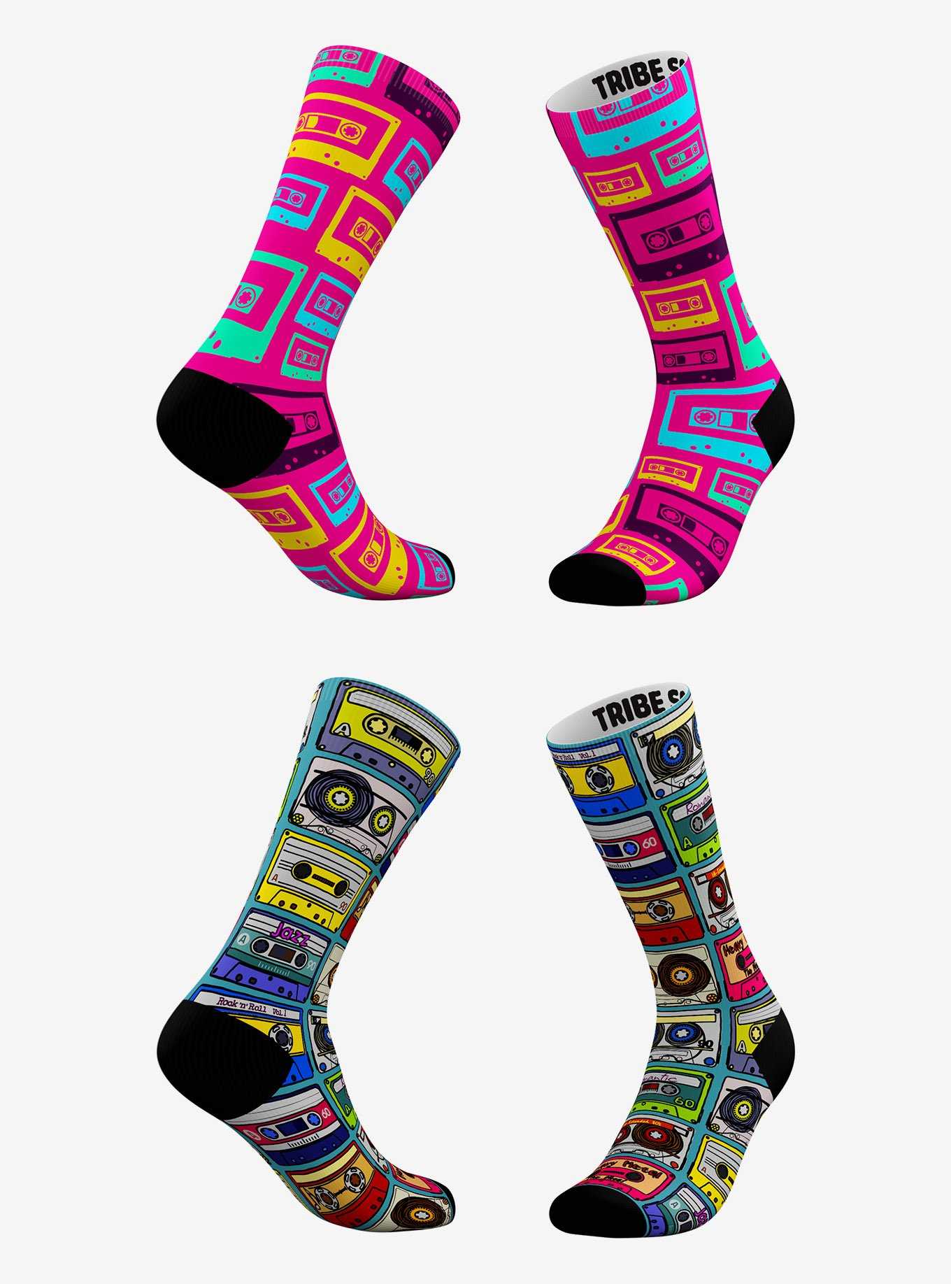 Pink Neon Cassette And Classic Cassette Socks 2 Pair, , hi-res