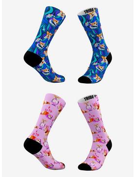 Psychadelic Corgi And Pink Corgi Socks 2 Pair, , hi-res