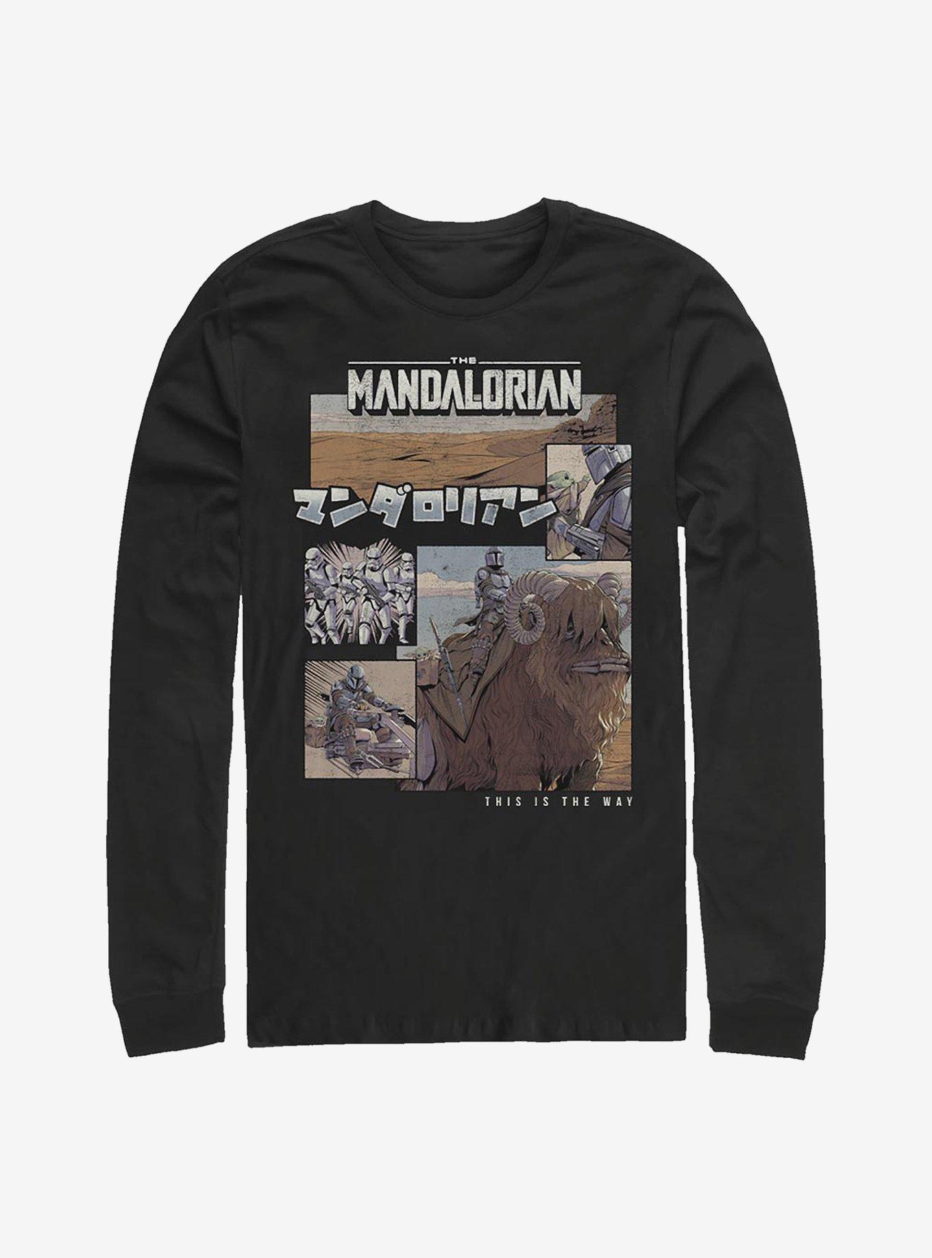 Star Wars The Mandalorian Comic Japanese Text Long-Sleeve T-Shirt, BLACK, hi-res