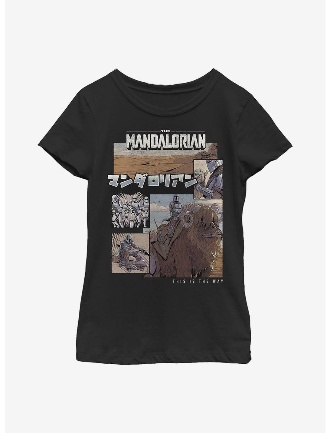 Plus Size Star Wars The Mandalorian Comic Japanese Text Youth Girls T-Shirt, BLACK, hi-res
