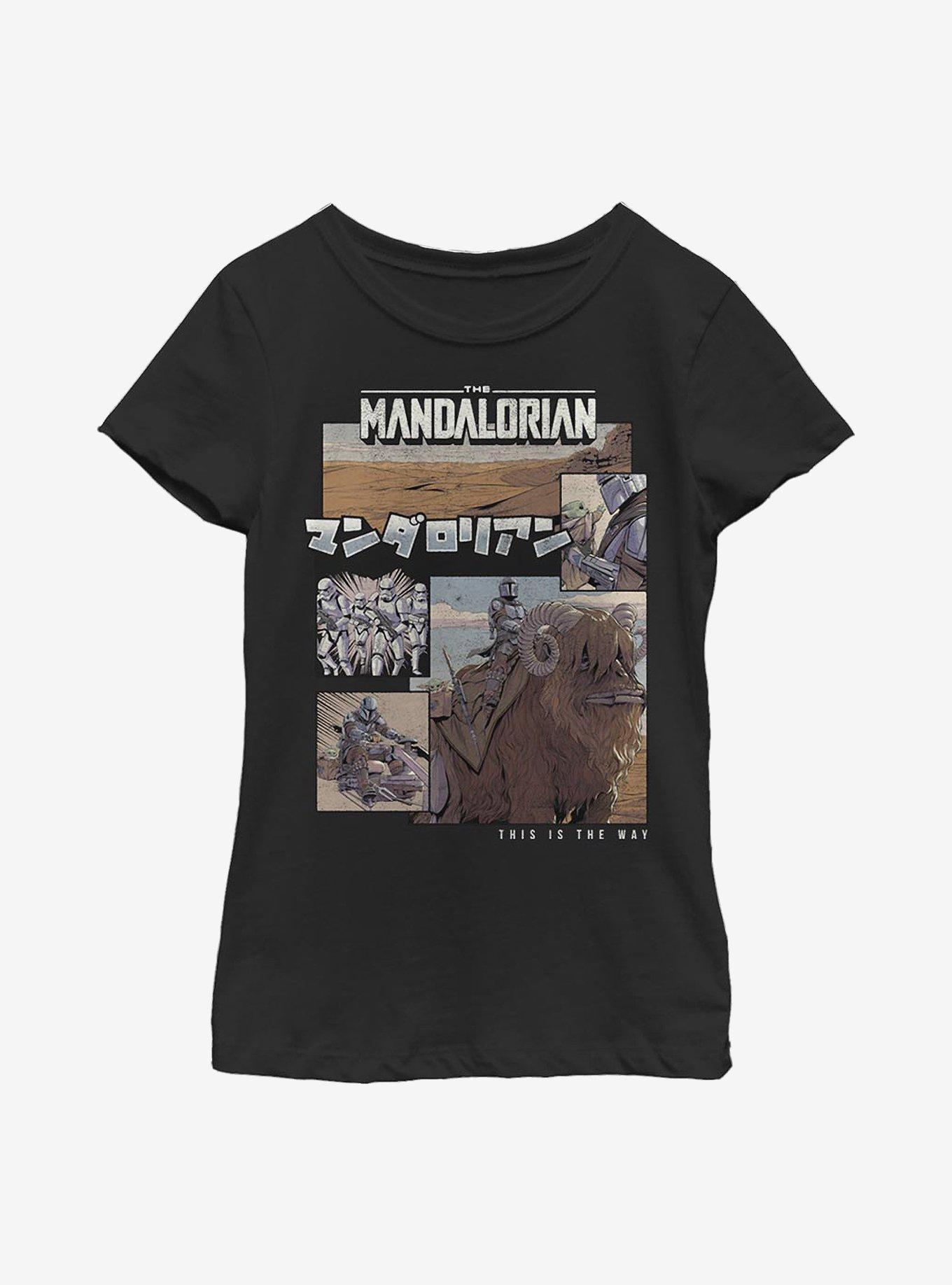 Star Wars The Mandalorian Comic Japanese Text Youth Girls T-Shirt, , hi-res