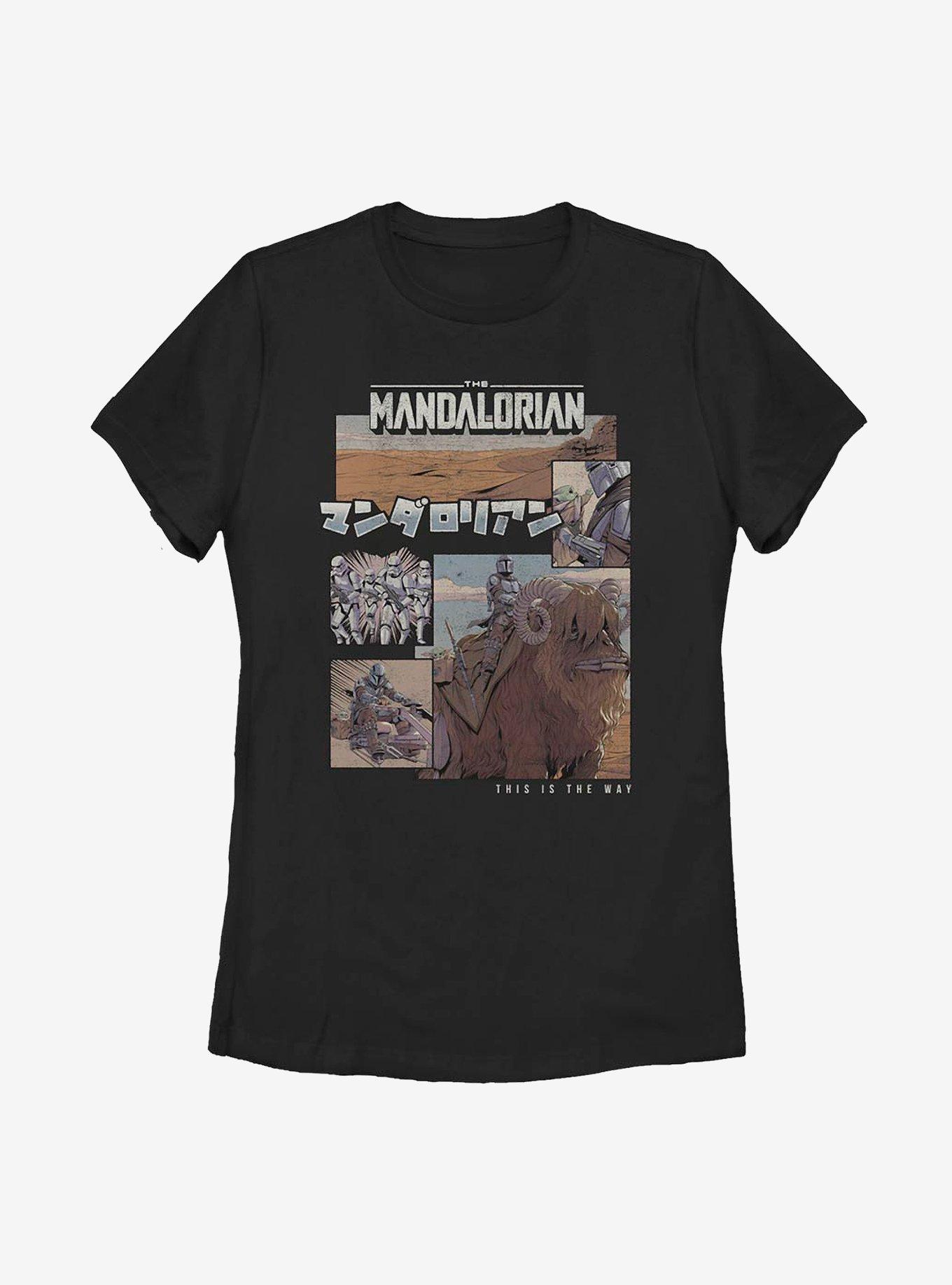 Star Wars The Mandalorian Comic Japanese Text Womens T-Shirt, BLACK, hi-res