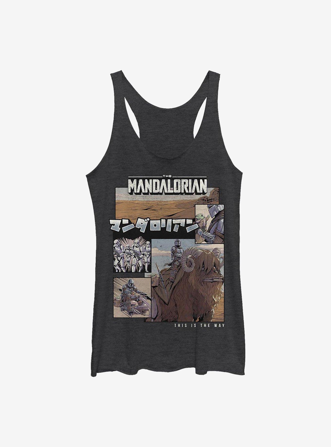 Star Wars The Mandalorian Comic Japanese Text Womens Tank Top, BLK HTR, hi-res