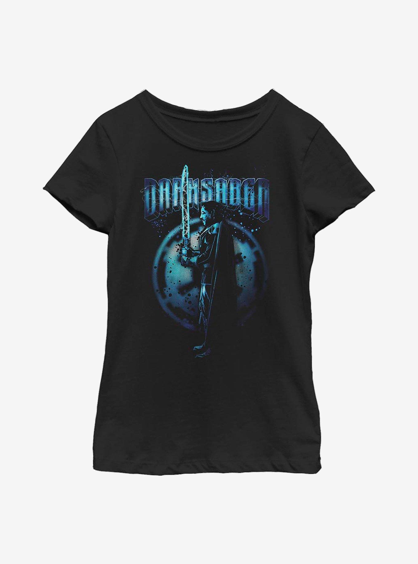 Star Wars The Mandalorian Held Aloft Youth Girls T-Shirt, BLACK, hi-res