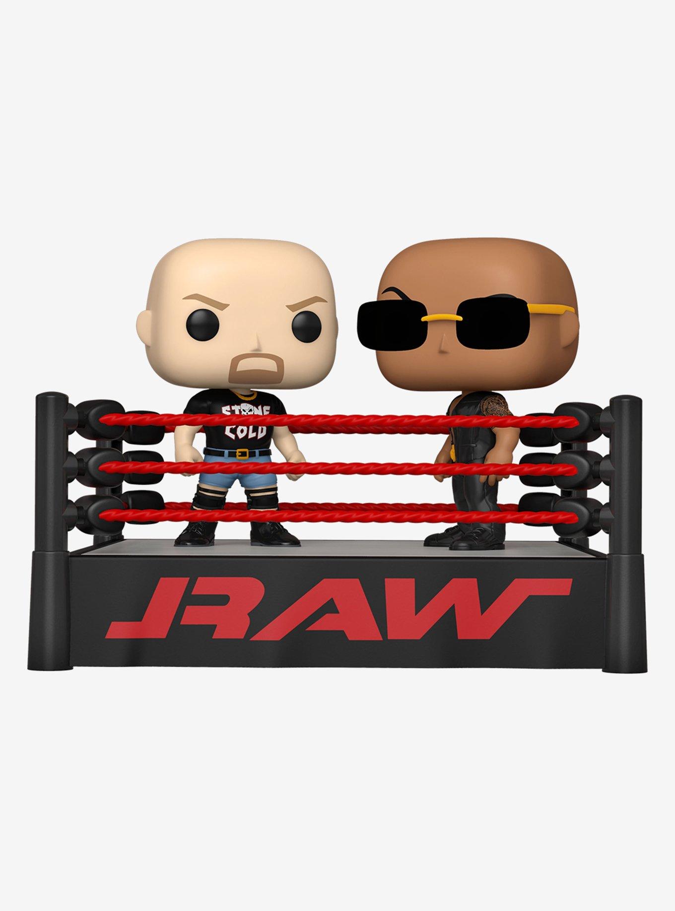 Funko WWE Pop! Moments The Rock Vs. Stone Cold Steve Austin In Ring Vinyl Figure, , hi-res