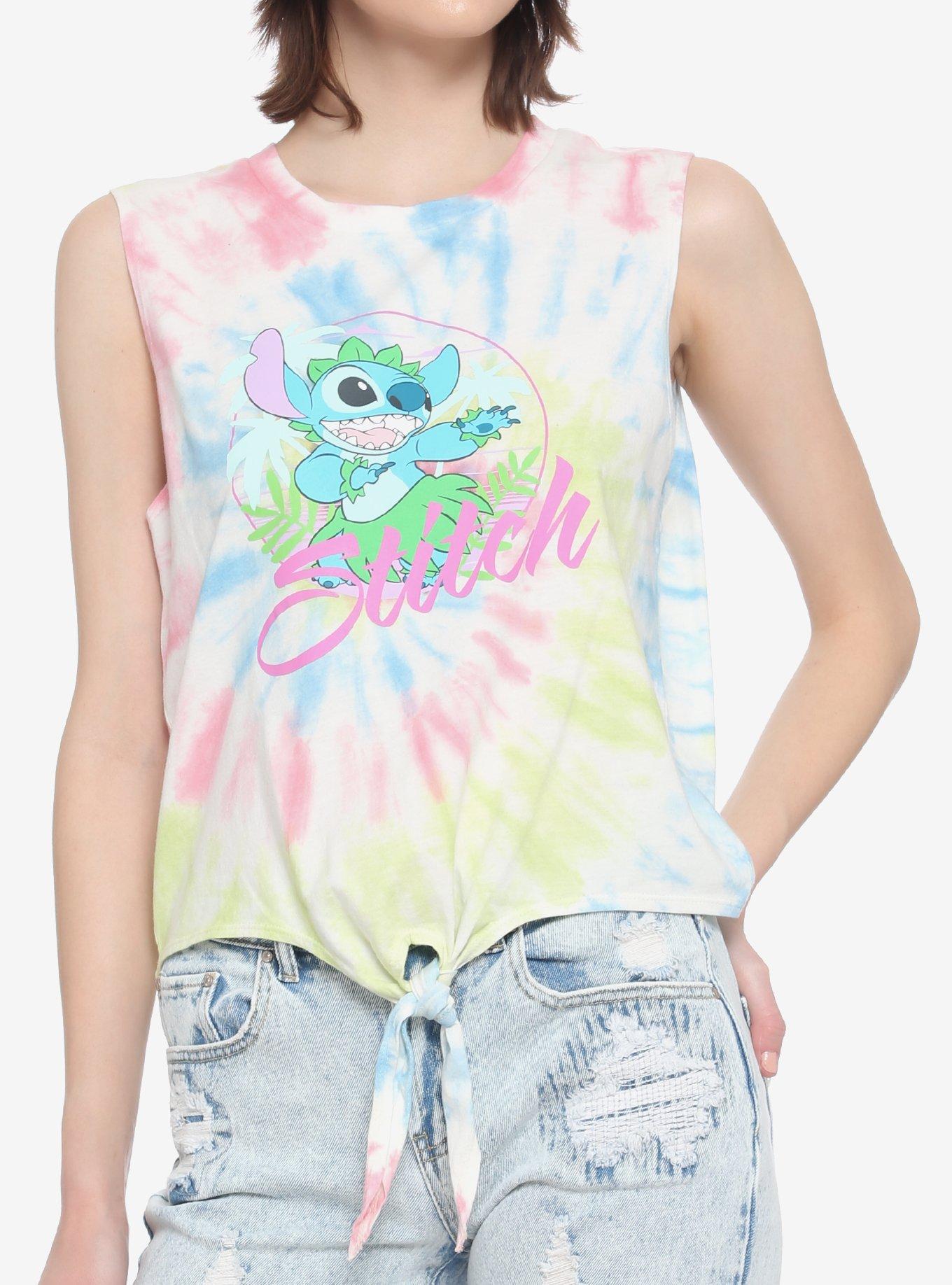 Disney Lilo & Stitch Tie-Dye Tie-Front Muscle Top, MULTI, hi-res