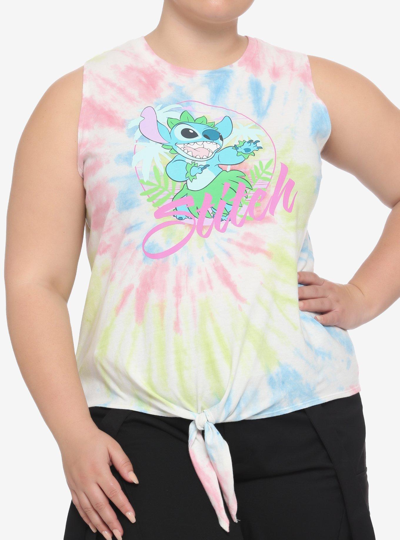 Disney Lilo & Stitch Tie-Dye Tie-Front Muscle Top Plus Size, MULTI, hi-res