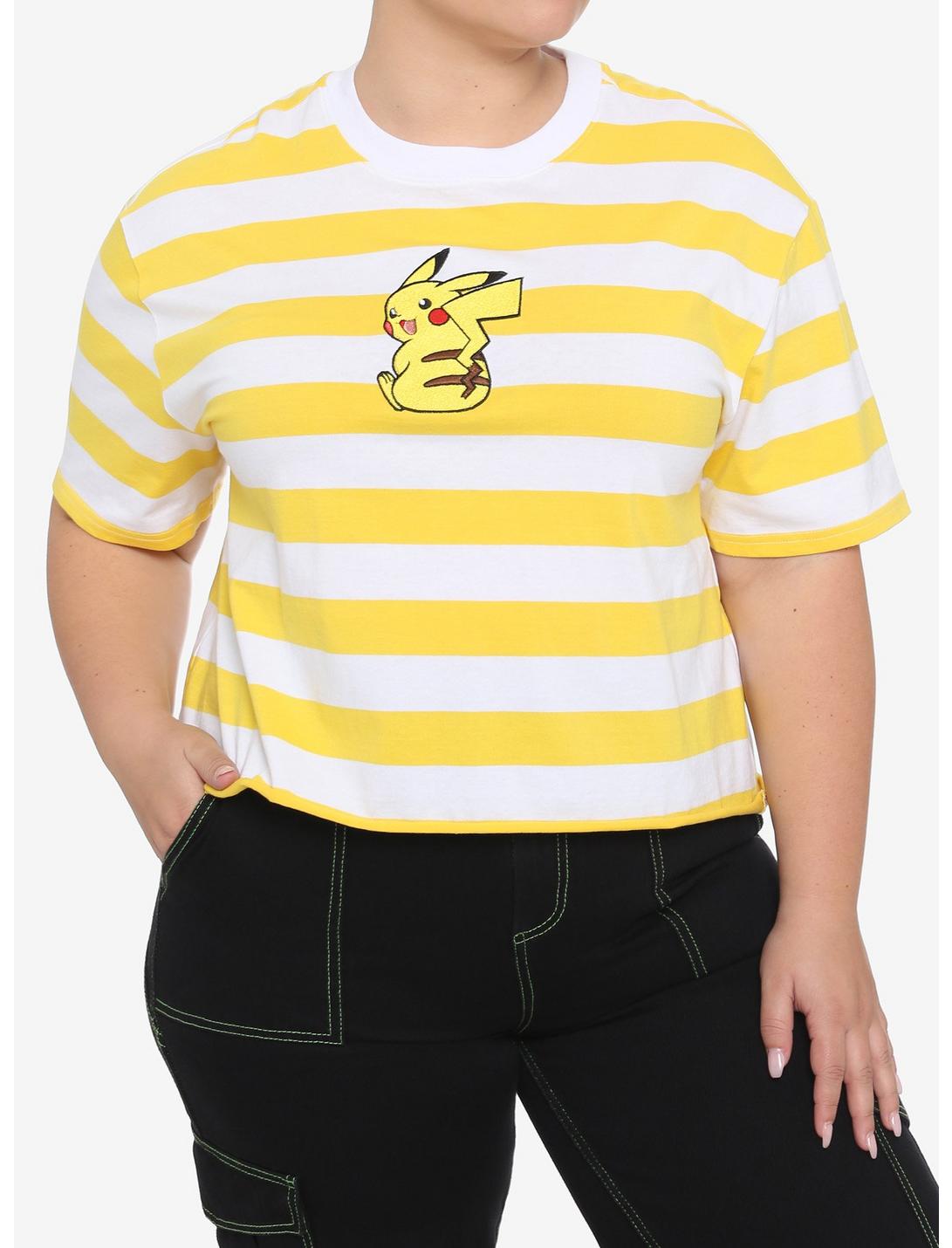 Pokemon Embroidered Pikachu Stripe Girls T-Shirt Plus Size, WHITE, hi-res
