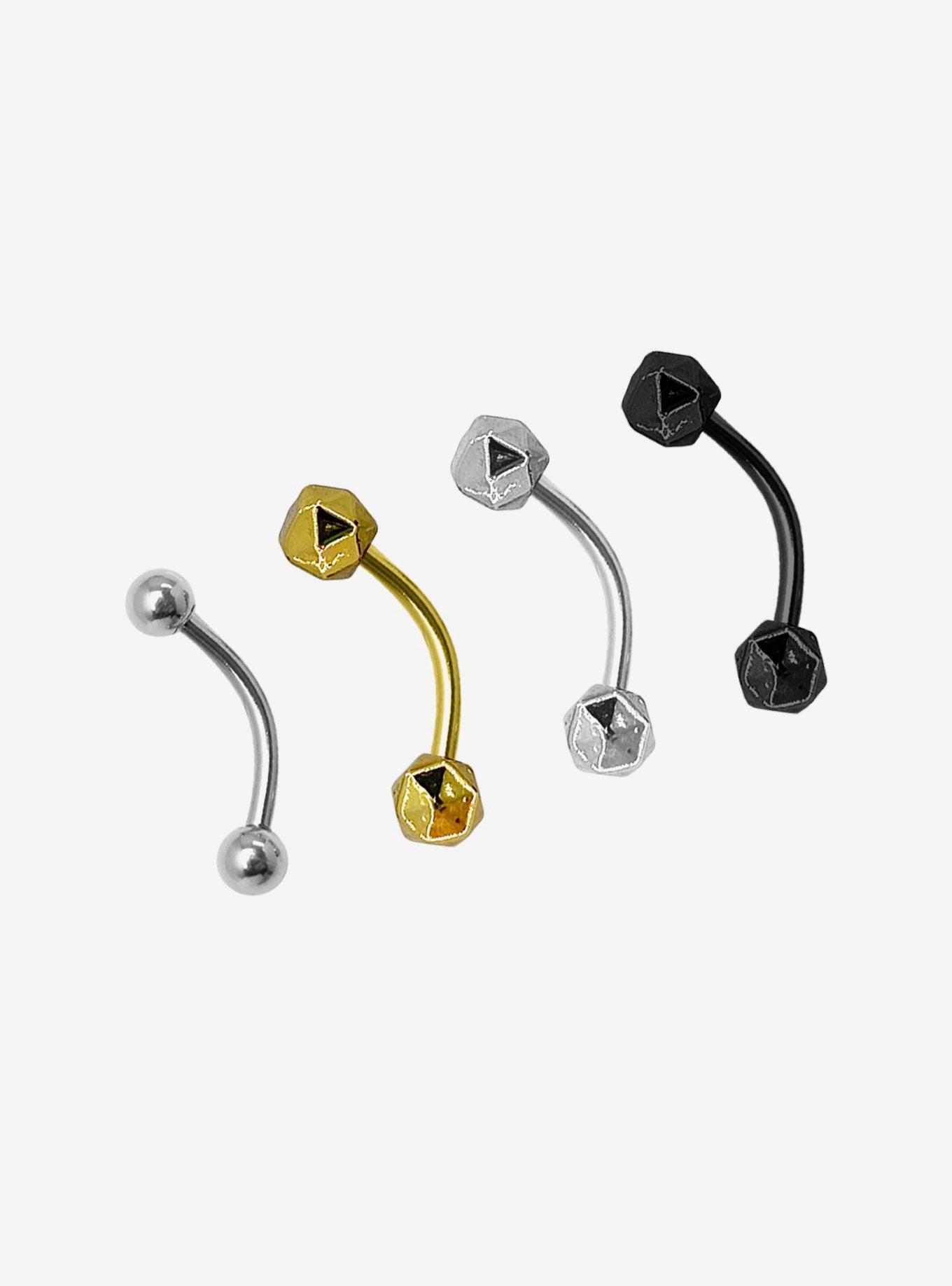 Steel Geometric Eyebrow Barbell 4 Pack, MULTI, hi-res