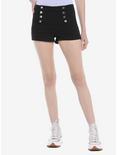 Sliver Button Sailor Shorts, BLACK, hi-res