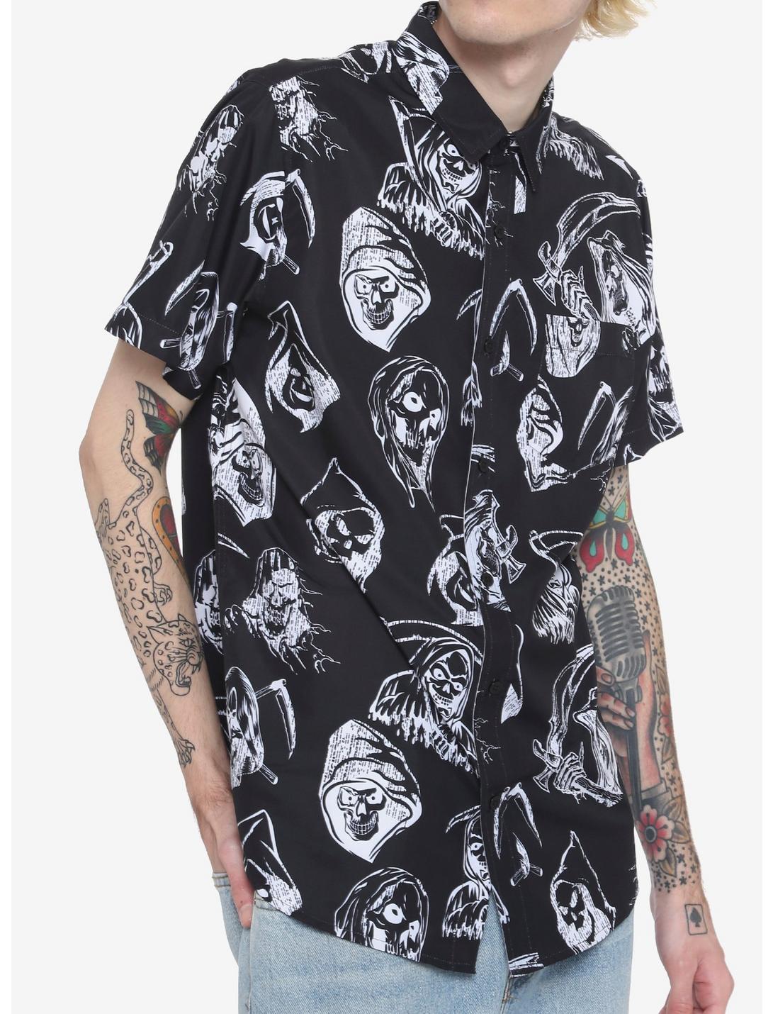 Reapers Woven Button-Up, BLACK, hi-res