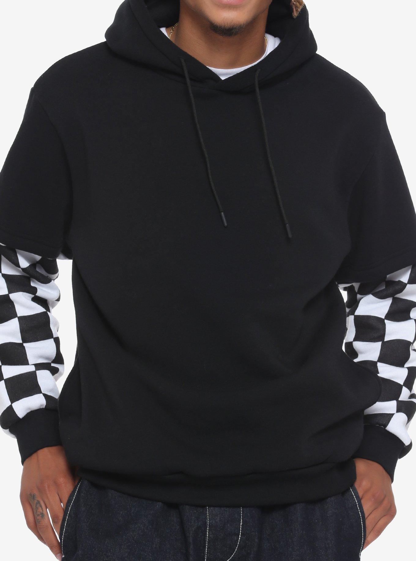 Hoodie with checkered 2024 sleeves