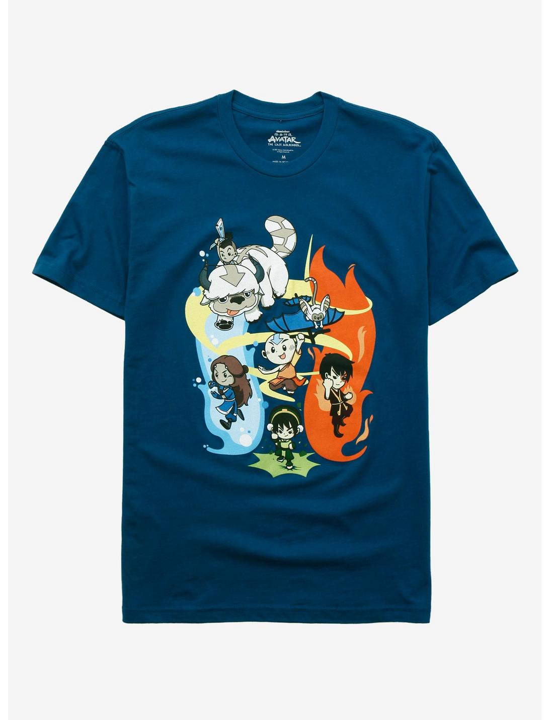 Avatar: The Last Airbender Chibi Group Bending Women's T-Shirt - BoxLunch Exclusive, GREY, hi-res