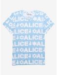 Disney Alice in Wonderland Repeating Text Women's T-Shirt - BoxLunch Exclusive, LIGHT BLUE, hi-res
