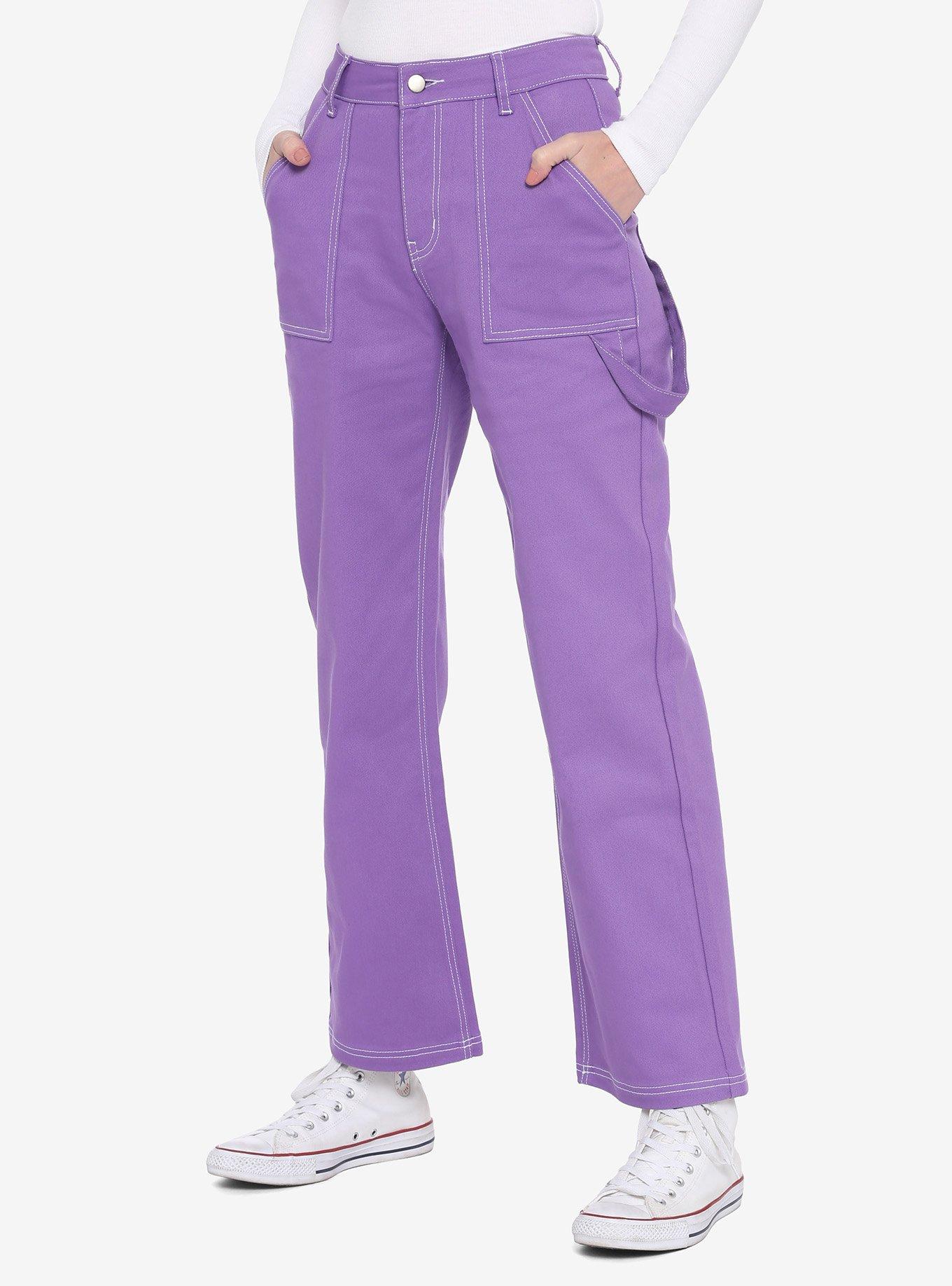 Purple Strap Carpenter Pants, PURPLE, hi-res