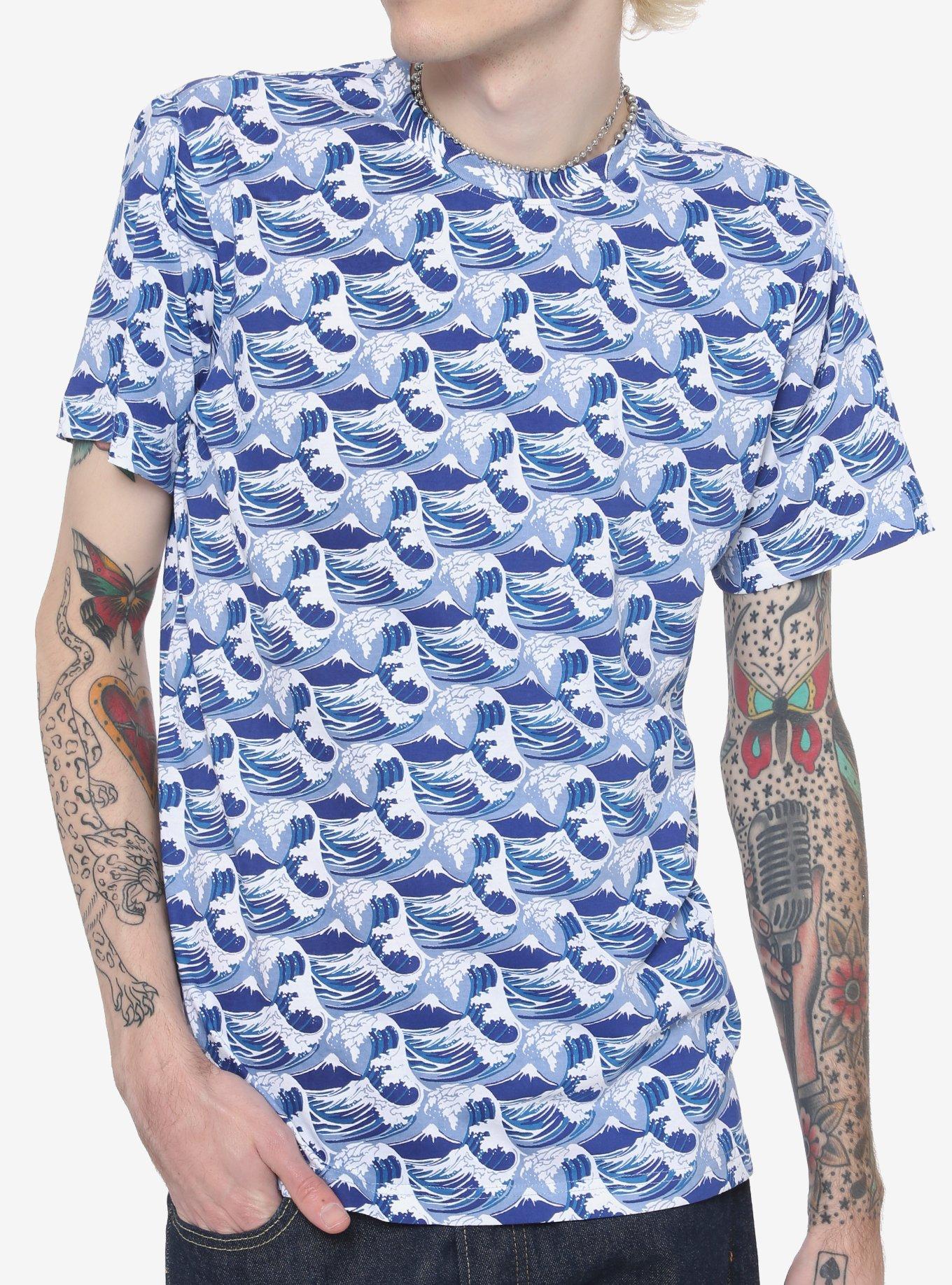 Blue Ocean Waves T-Shirt, BLUE, hi-res