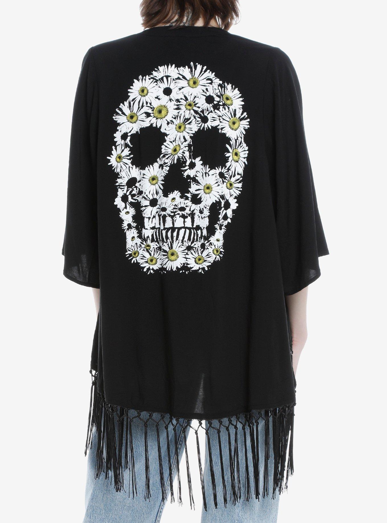 Daisy Skull Kimono, BLACK, hi-res