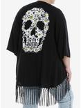 Daisy Skull Kimono Plus Size, BLACK, hi-res