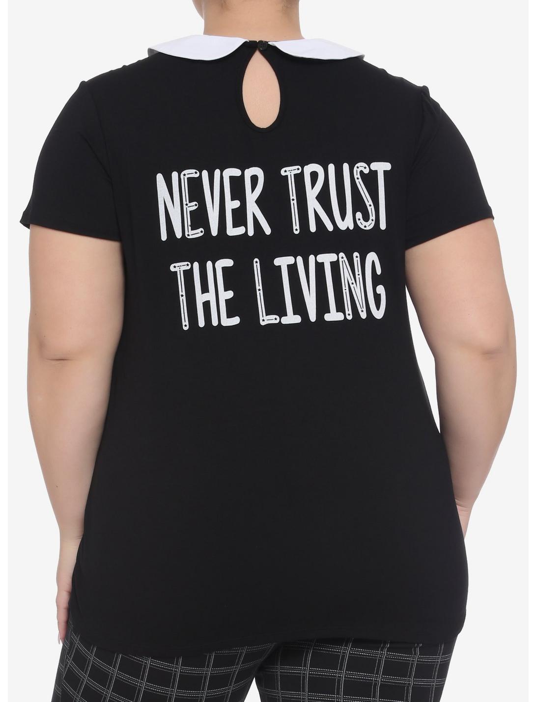 Never Trust The Living Collar Girls Top Plus Size, BLACK, hi-res