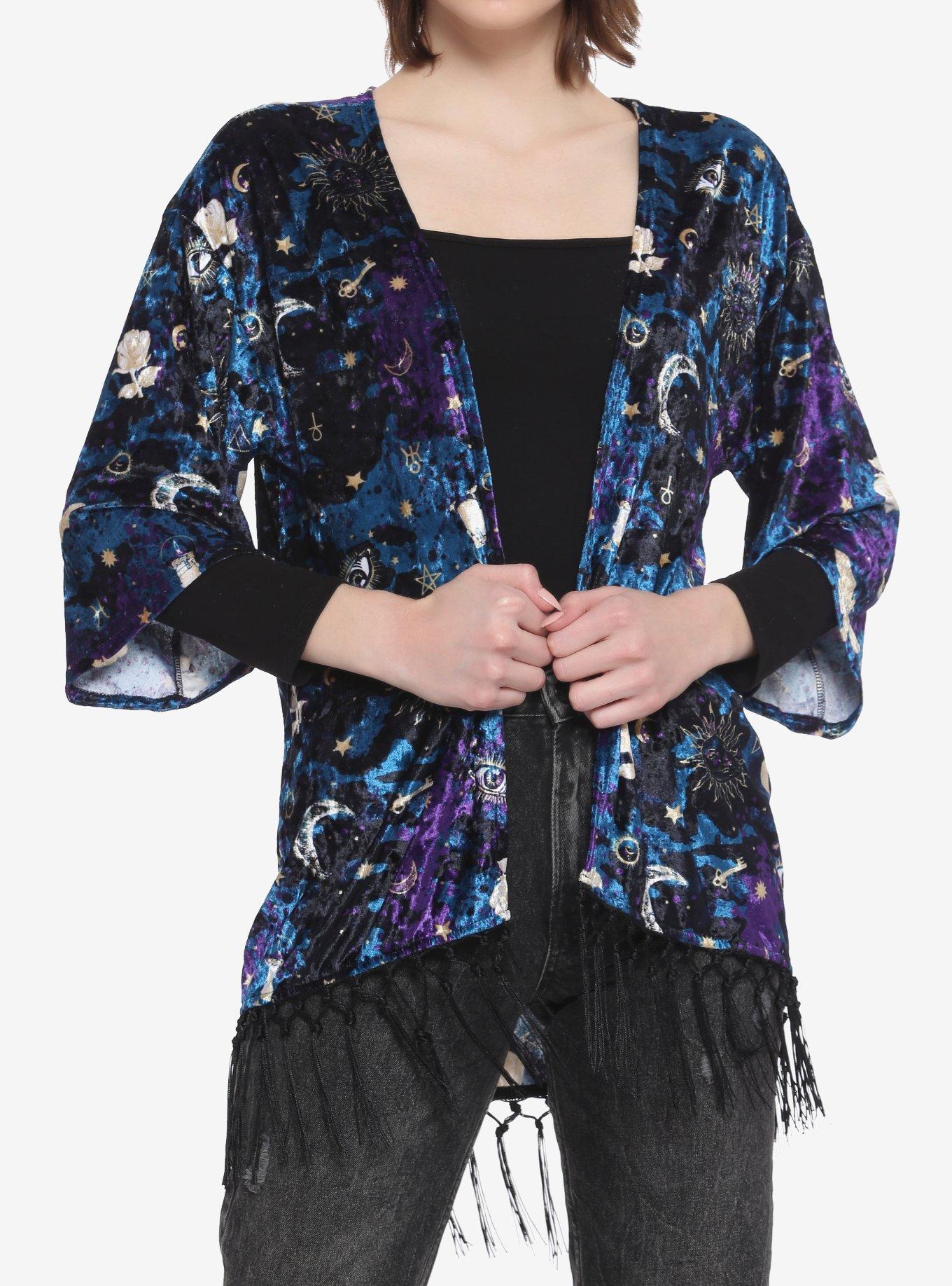 Mystical Symbol Velvet Kimono, MULTI, hi-res