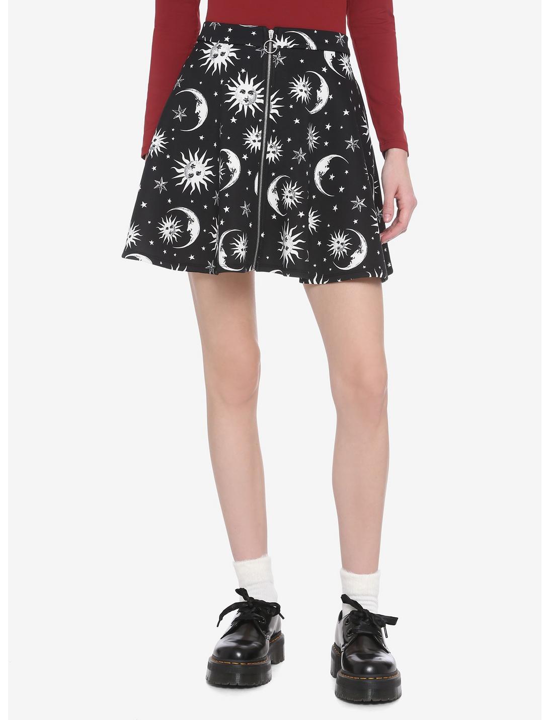Celestial O-Ring Skater Skirt, BLACK, hi-res