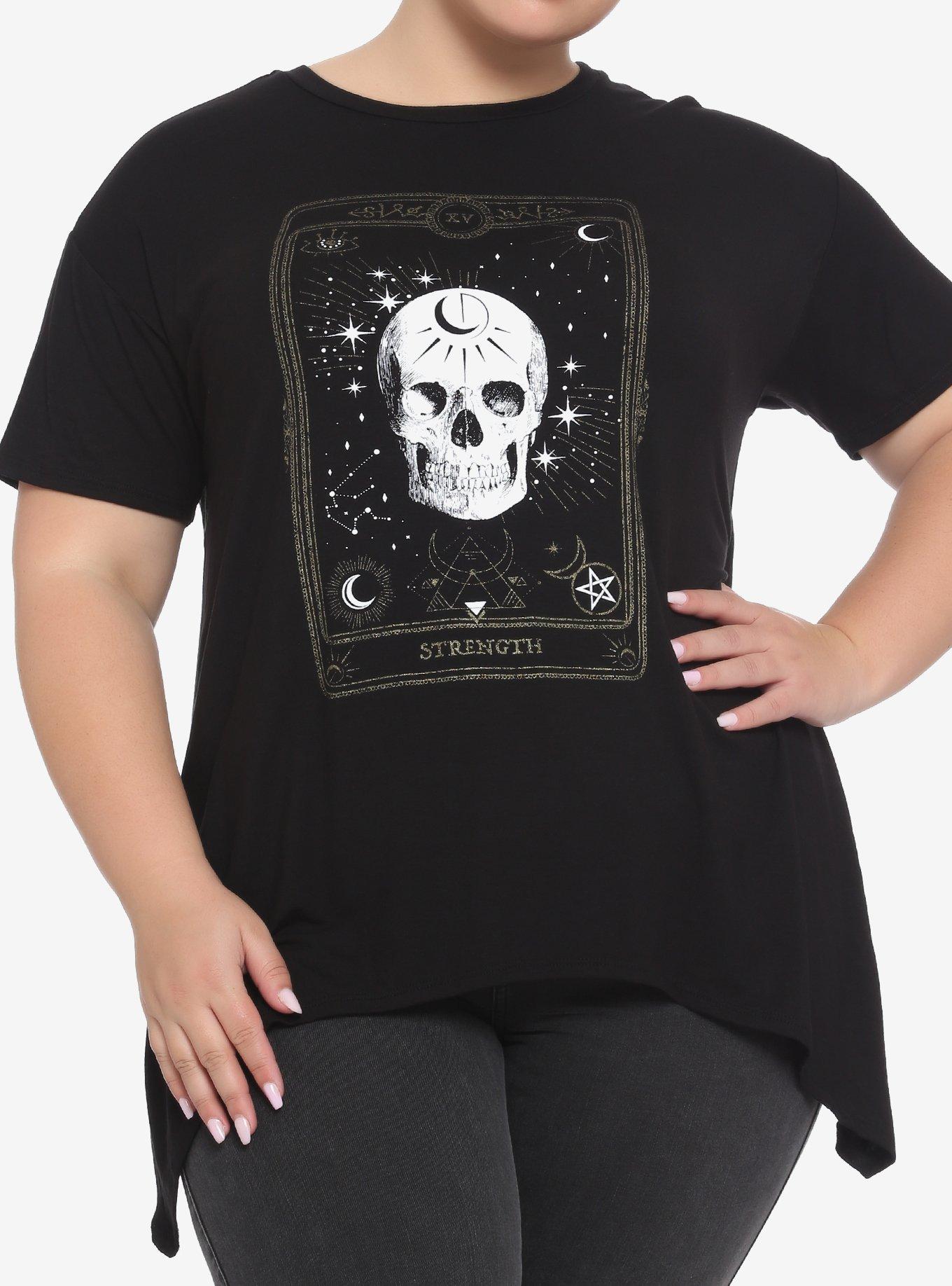 Gold Strength Tarot Shark Bite Girls T-Shirt Plus Size, BLACK, hi-res