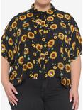 Sunflowers & Skulls Girls Crop Woven Button-Up Plus Size, MULTI, hi-res
