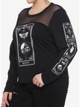 Death Tarot Mesh Girls Crop Long-Sleeve Top Plus Size, BLACK, hi-res