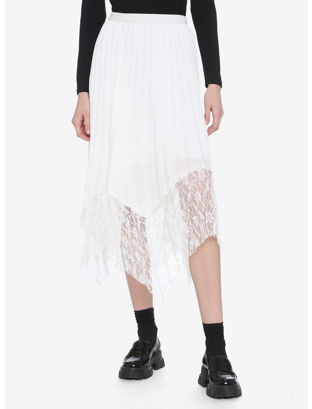 Ivory Lace Hem Pleated Skirt | Hot Topic