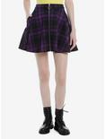 Black & Purple Plaid O-Ring Skater Skirt, PLAID - PURPLE, hi-res