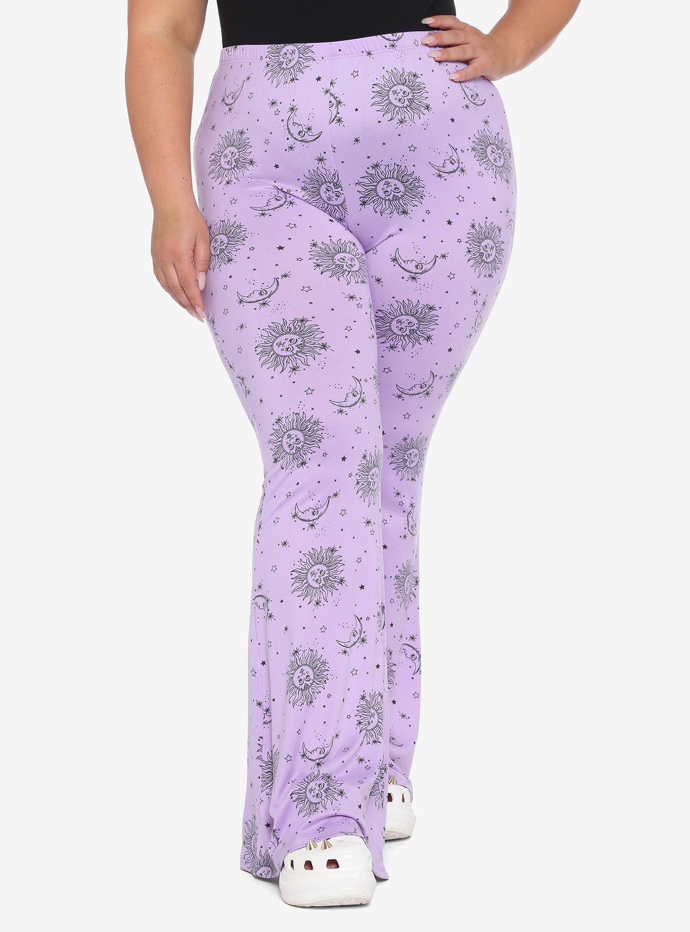 Purple Celestial Flared Leggings Plus Size, CELESTIAL, hi-res