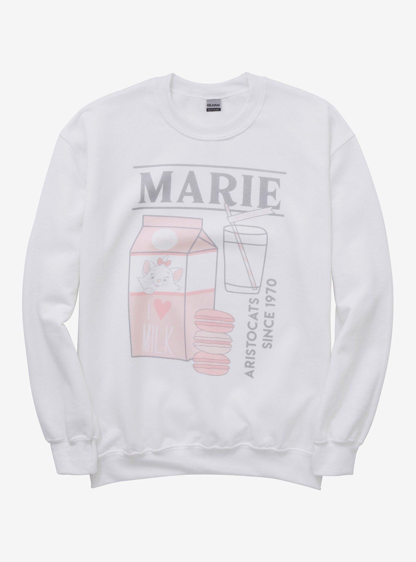 Disney The Aristocats Marie Milk & Macarons Crewneck - BoxLunch Exclusive, WHITE, hi-res