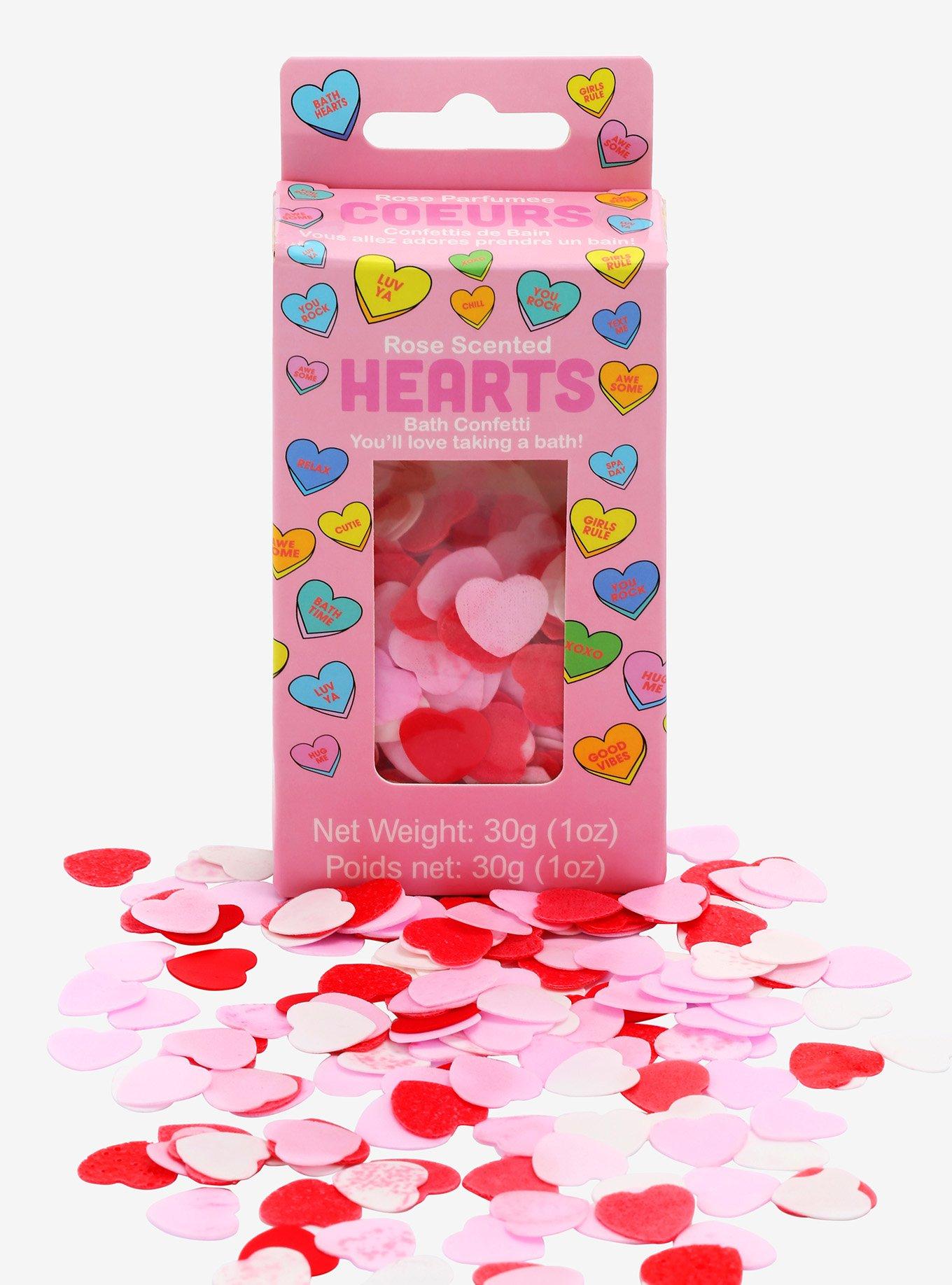 Rose-Scented Hearts Bath Confetti, , hi-res