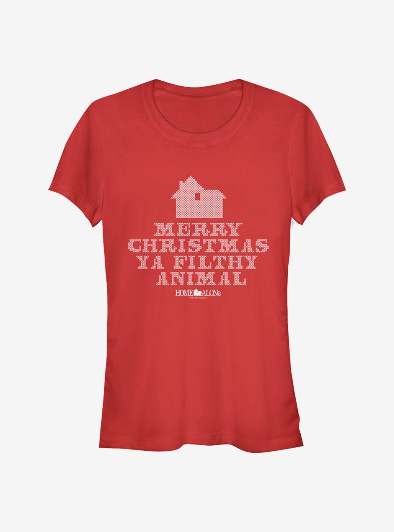 Home Alone Merry Christmas Ya Filthy Animal 8-Bit Girls T-Shirt, RED, hi-res