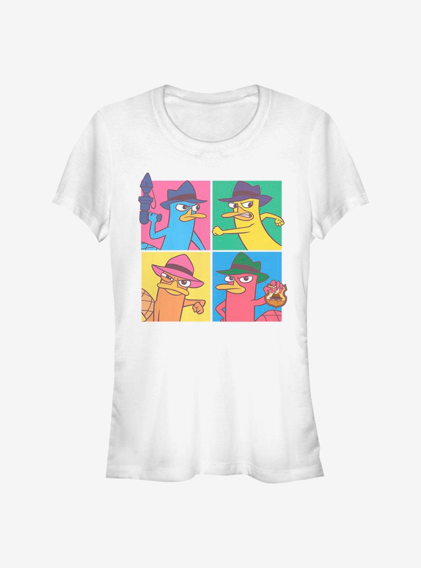Disney Phineas And Ferb Agent P Pop Art Boxes Girls T-Shirt, WHITE, hi-res