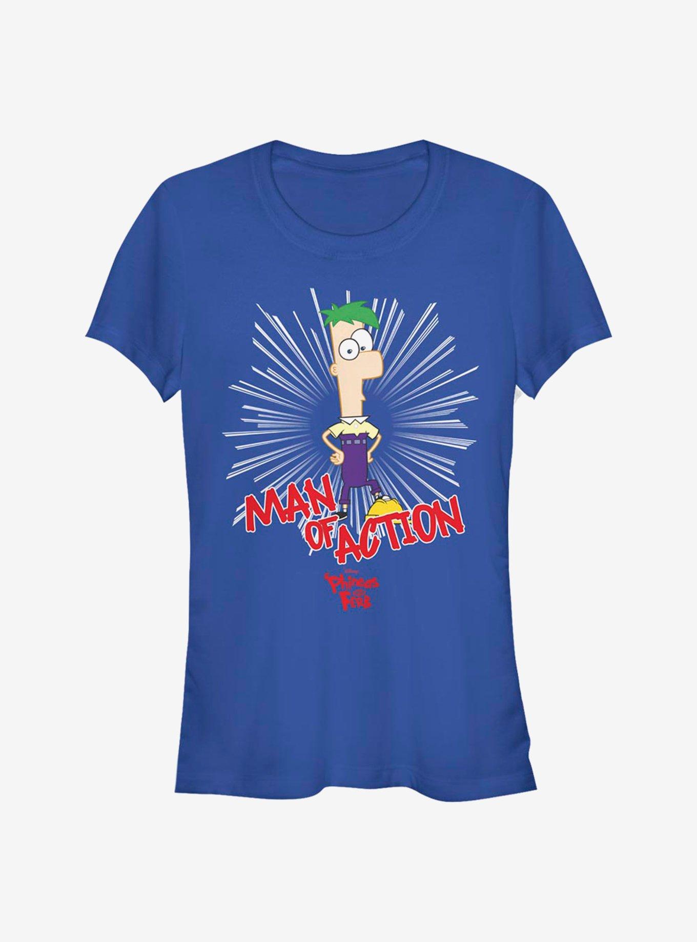 Disney Phineas And Ferb Man Of Action Girls T-Shirt, ROYAL, hi-res