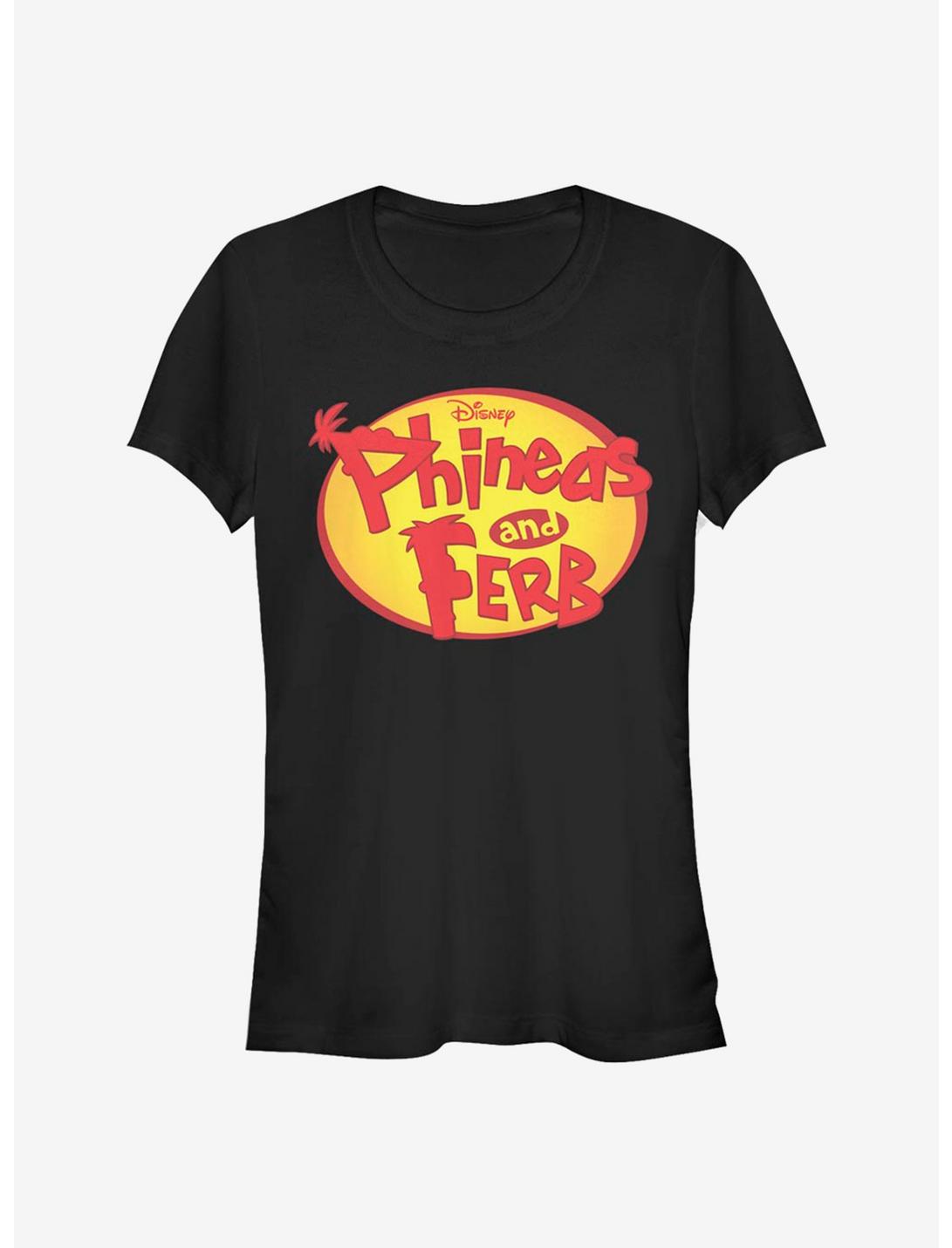 Disney Phineas And Ferb Oval Logo Girls T-Shirt, BLACK, hi-res