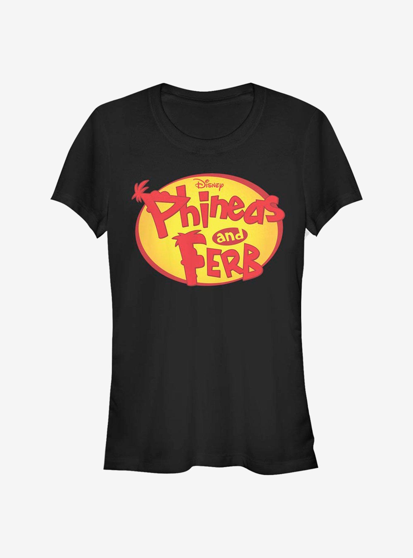 Disney Phineas And Ferb Oval Logo Girls T-Shirt, BLACK, hi-res