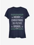 Home Alone Merry Christmas Ya Filthy Animal Ugly Holiday Girls T-Shirt, NAVY, hi-res