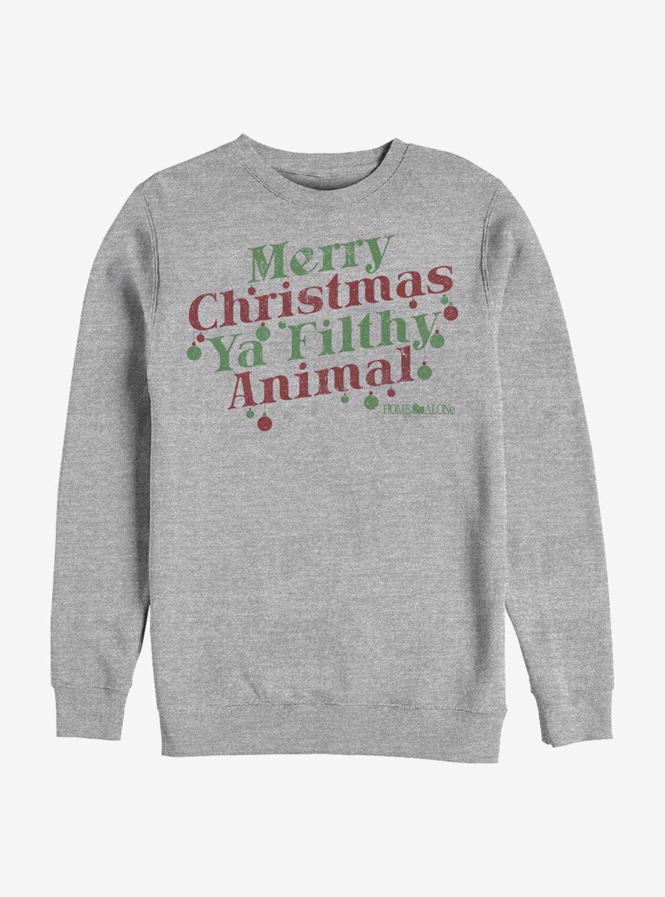 Home Alone Merry Christmas Ya Filthy Animal Crew Sweatshirt, ATH HTR, hi-res