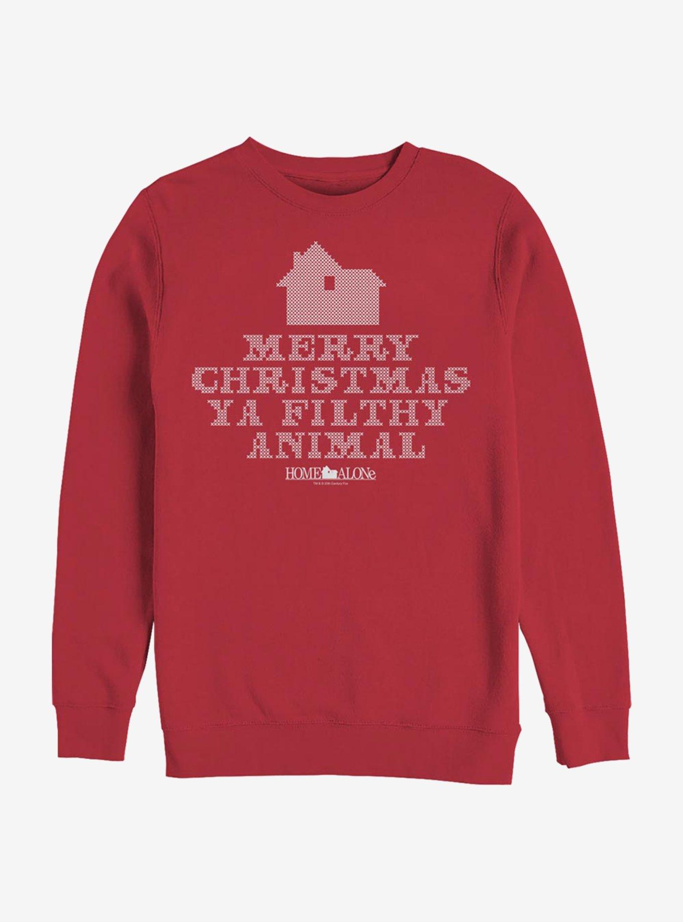 Home Alone Merry Christmas Ya Filthy Animal 8-Bit Crew Sweatshirt, RED, hi-res