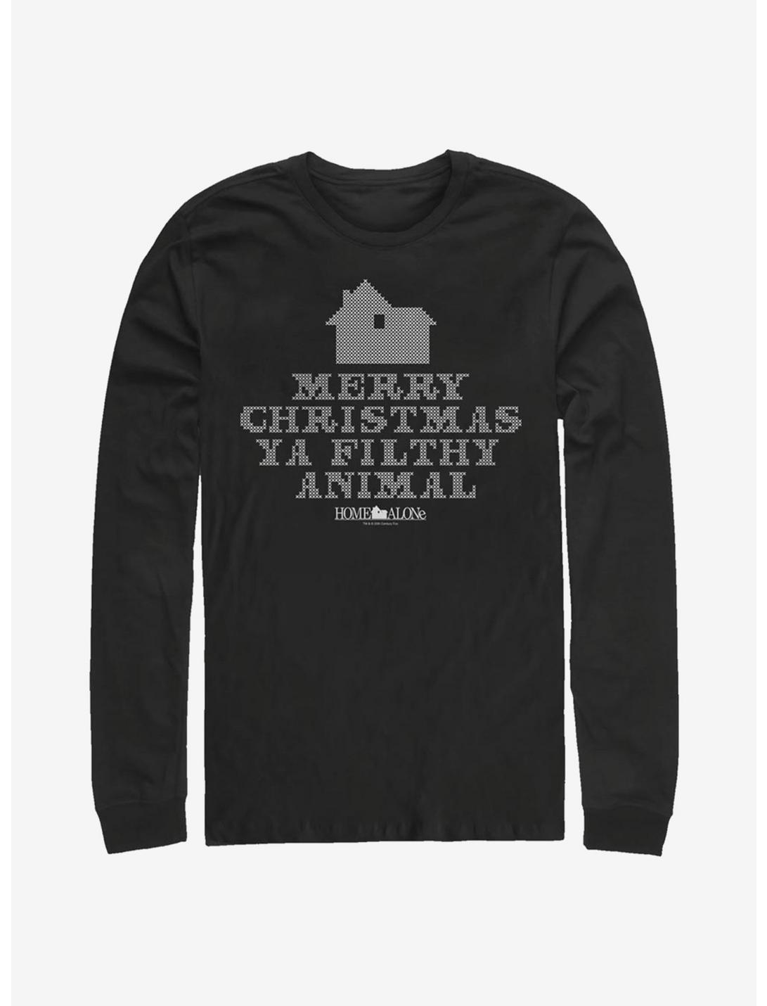 Home Alone Merry Christmas Ya Filthy Animal 8-Bit Long-Sleeve T-Shirt, BLACK, hi-res