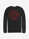 Home Alone Merry Christmas Ya Filthy Animal Text Long-Sleeve T-Shirt, BLACK, hi-res