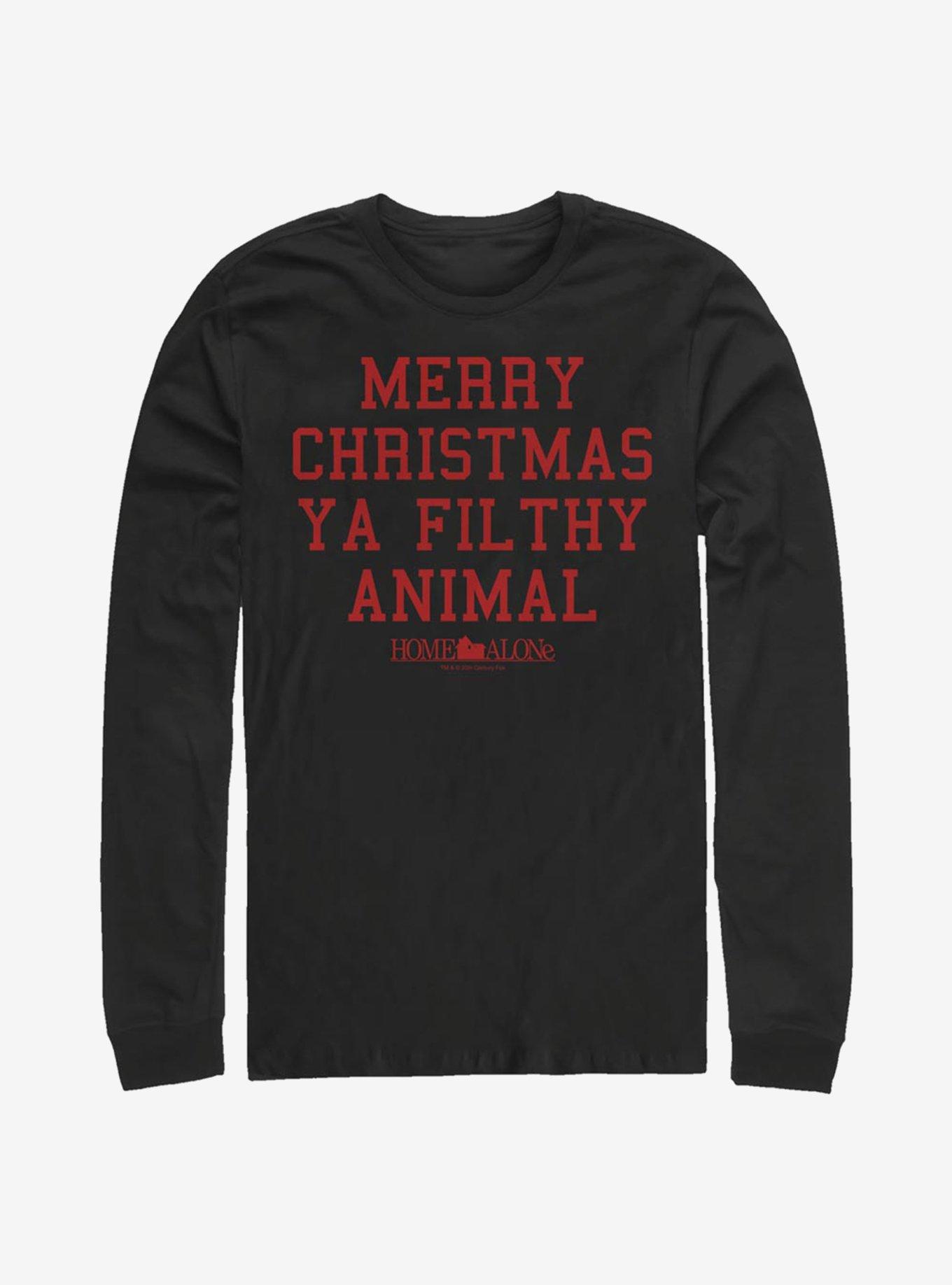 Home Alone Merry Christmas Ya Filthy Animal Text Long-Sleeve T-Shirt, , hi-res