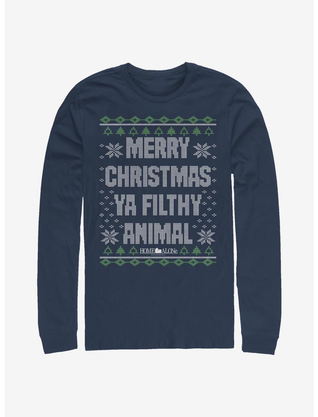 Home Alone Merry Christmas Ya Filthy Animal Ugly Holiday Long-Sleeve T-Shirt, NAVY, hi-res