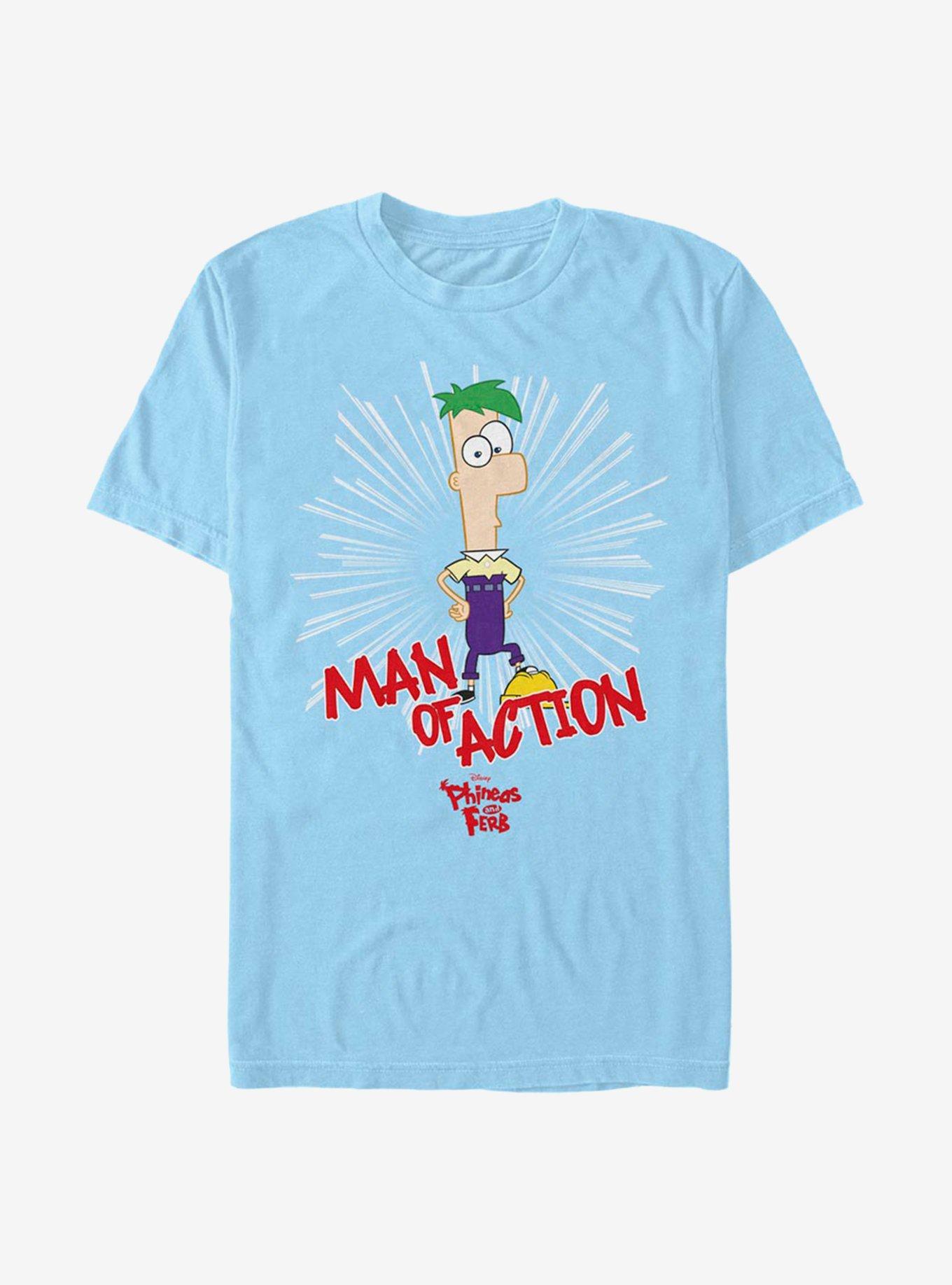 Disney Phineas And Ferb Man Of Action T-Shirt, LT BLUE, hi-res