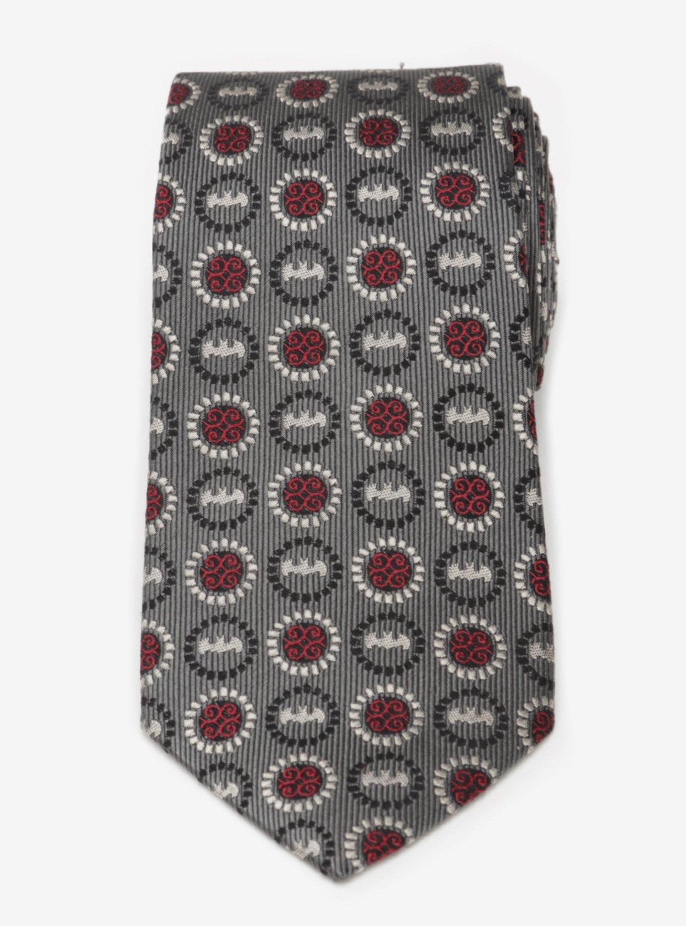 DC Comics Batman Medallion Symbol Charcoal Silk Tie, , hi-res