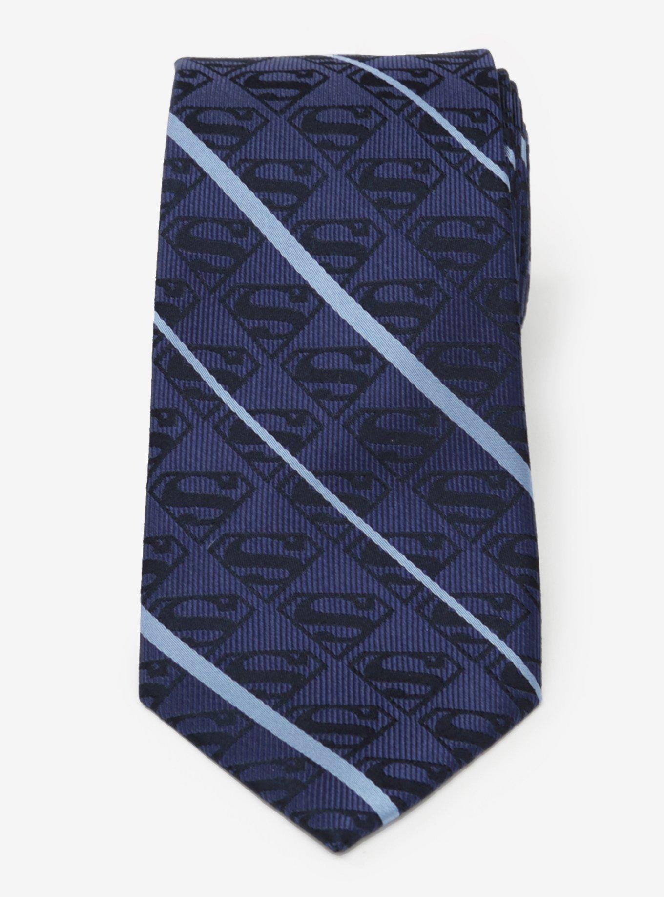 DC Comics Superman Stripe Pattern Blue Silk Tie, , hi-res