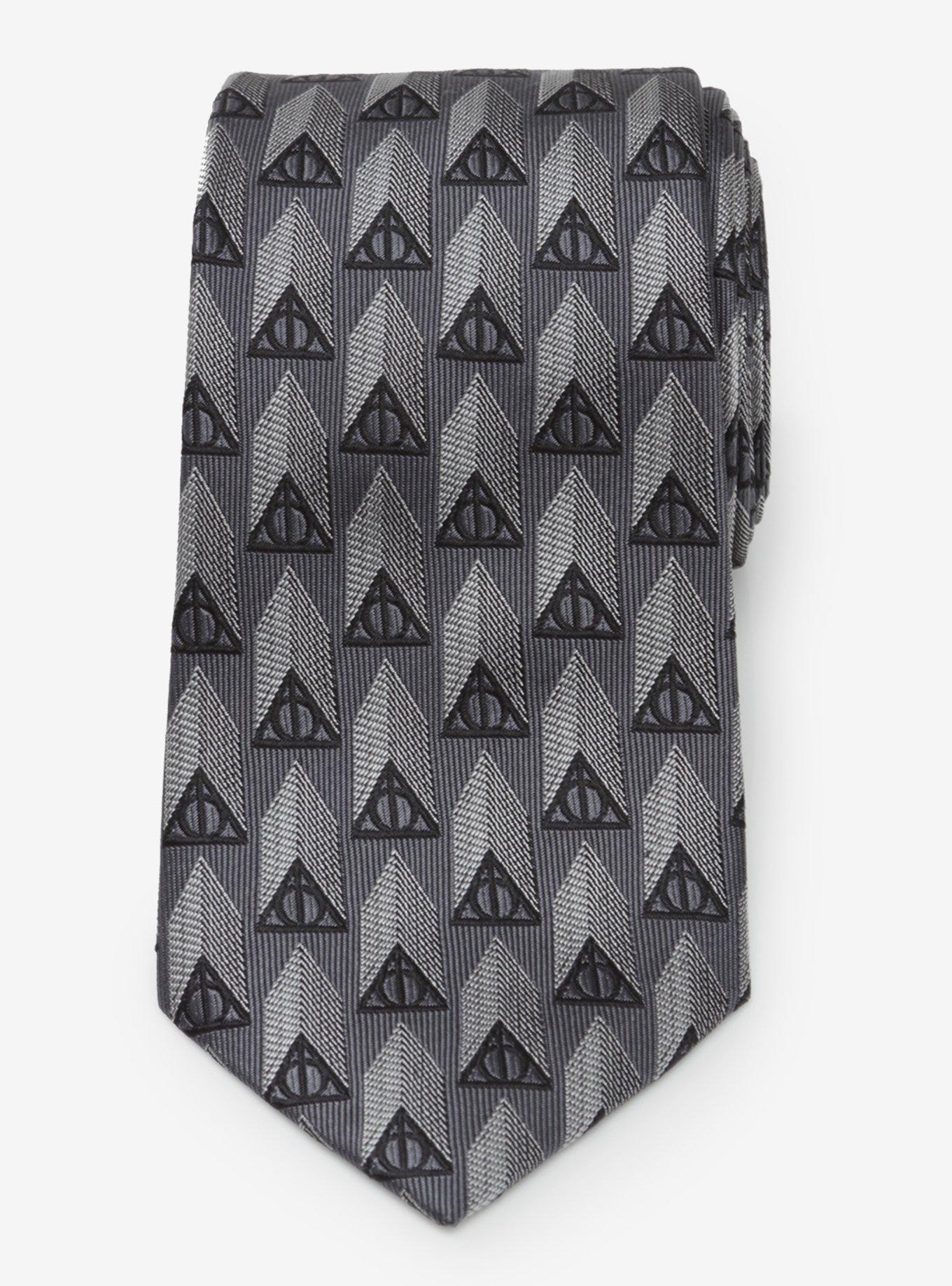 Harry Potter Deathly Hallows Gray Silk Tie, , hi-res