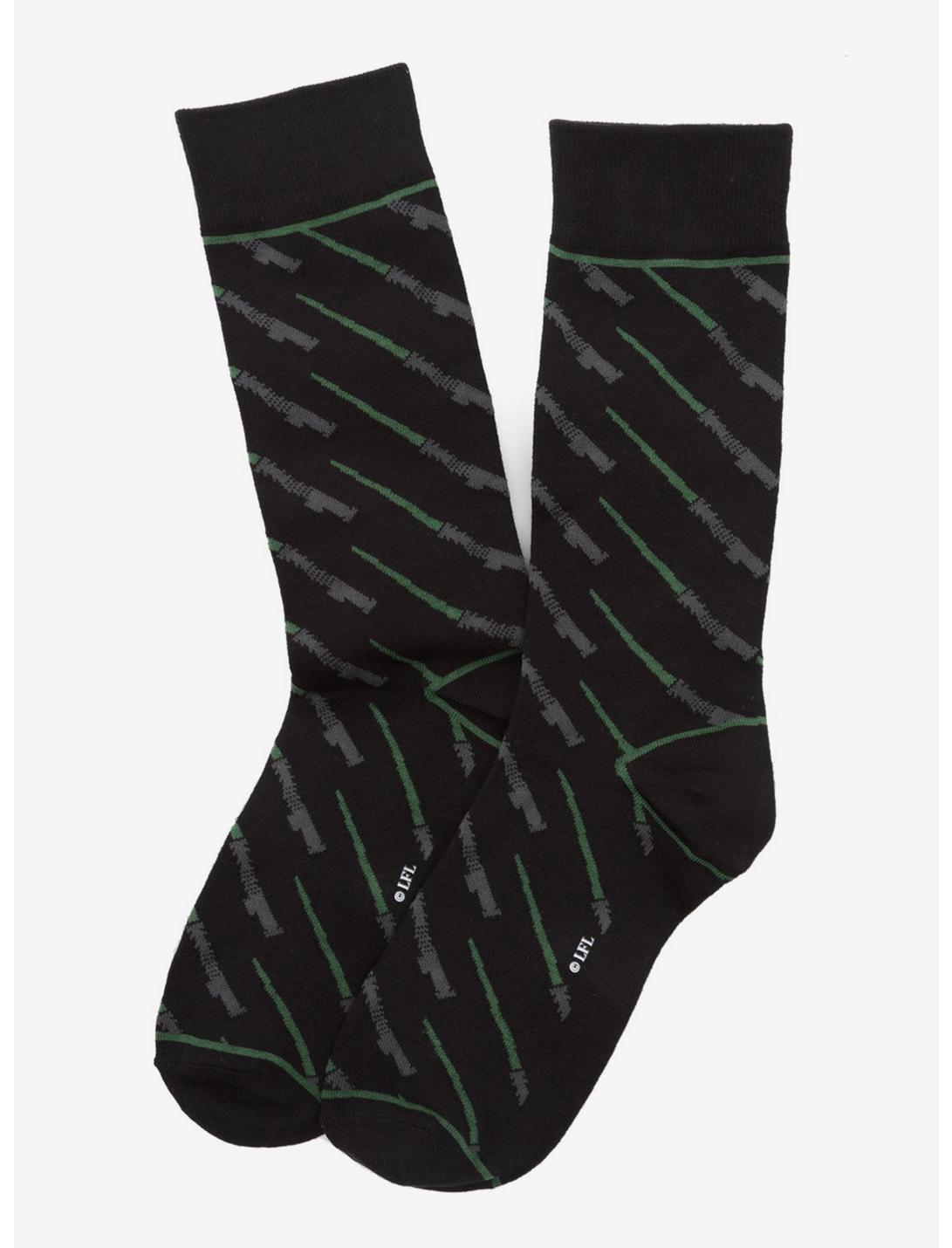 Star Wars Green Lightsaber Black Socks, , hi-res